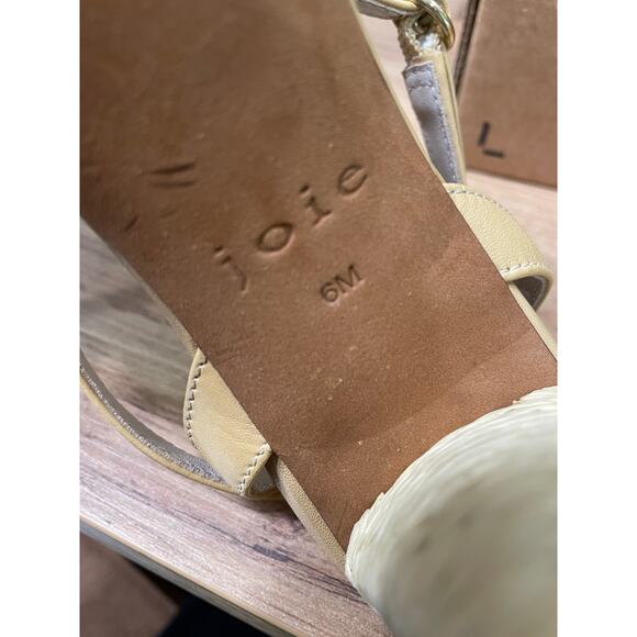 Joie Calan Raffia Ankle-Strap Sandals Natural Tan Leather Size 6 NWOB Comfy Heel - Picture 11 of 12